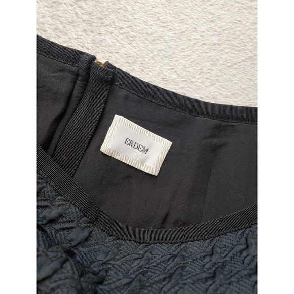 Erdem Pencil Skirt Womens Size 12 Black Navy Embossed Wool Lined Back Zipper EUC - Picture 7 of 9